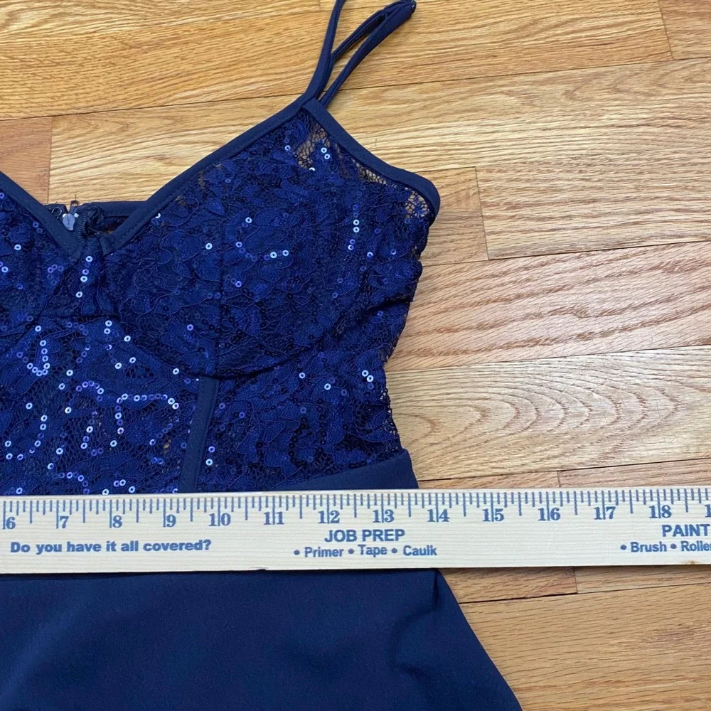 City Studio Lace Sequin Skater Dress Juniors 7/8‎ Blue Prom Homecoming Coquette